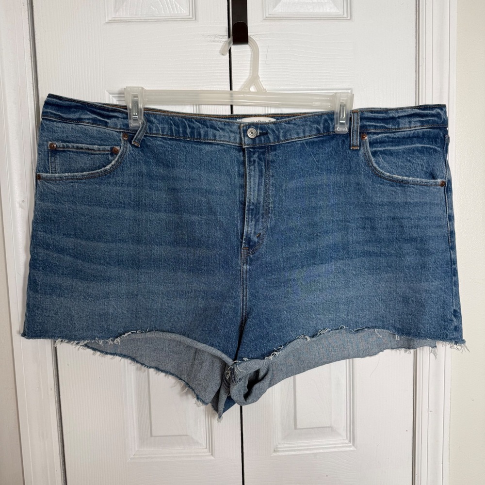Abercrombie & Fitch 90s Relaxed Cutoff Short 24 Blue High Rise Denim Retro